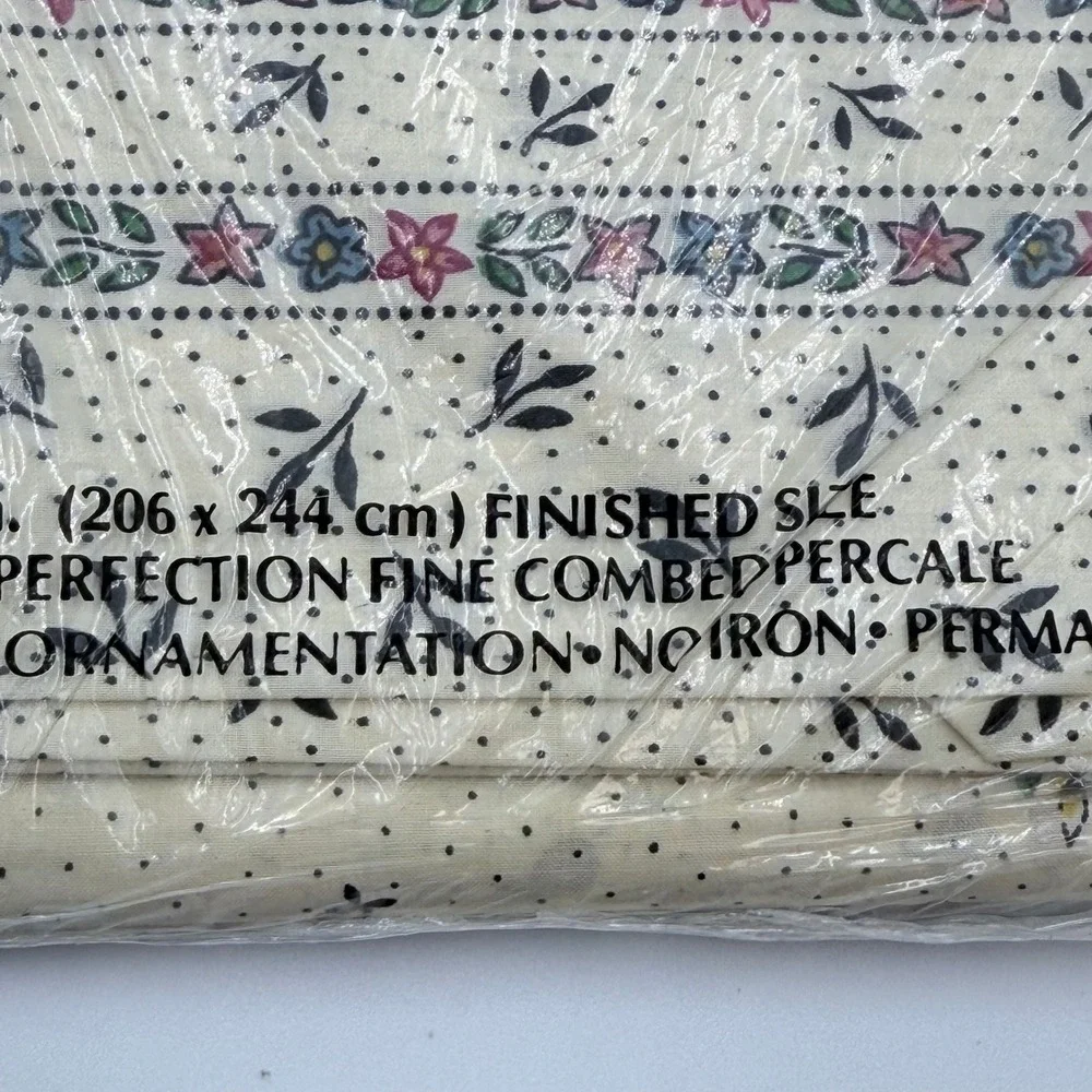 Fieldcrest Provence Full Flat Percale Sheet Vintage Floral Cream NOS Made in USA